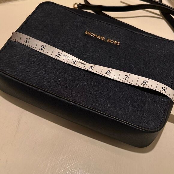 Michael Kors Jet Set Crossbody Bag Blue Saffiano Leather Classic Chain Accent - Picture 10 of 12